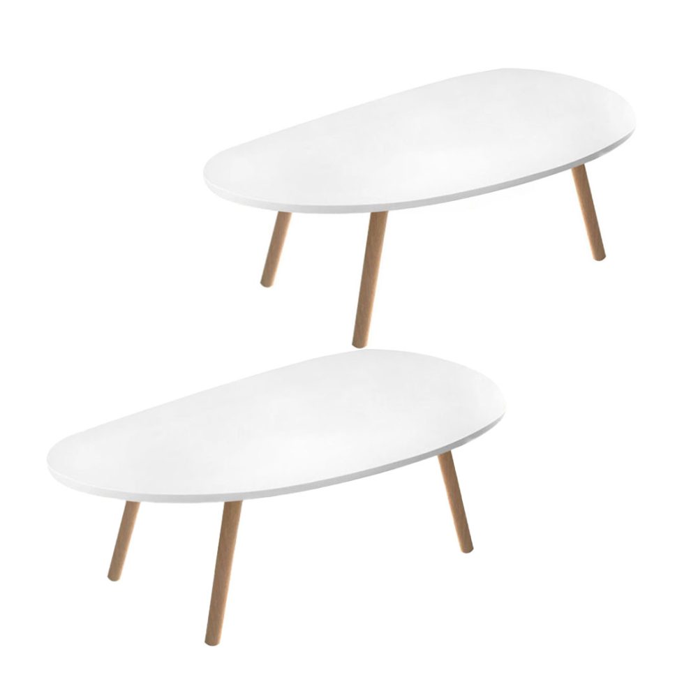 1-SOGA 2X 80x40cm White Living Room Nordic  Coffee Table Simple Modern Home Style