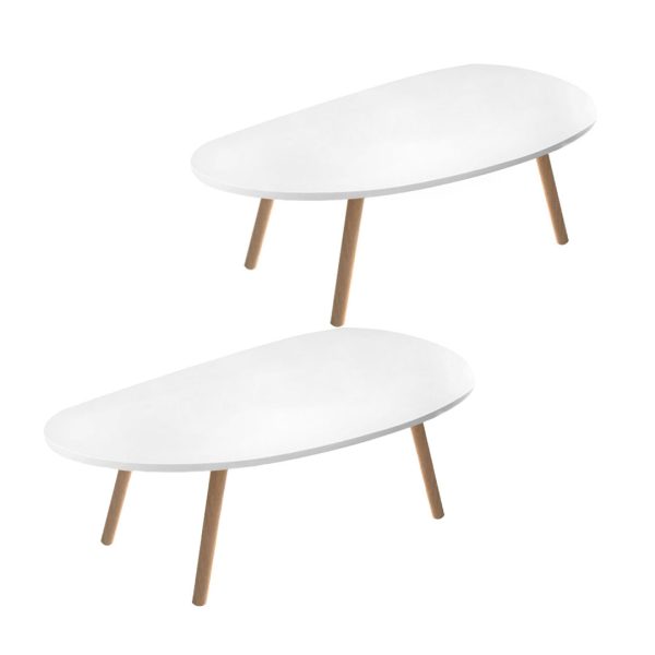 1-SOGA 2X 80x40cm White Living Room Nordic  Coffee Table Simple Modern Home Style