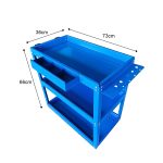 4-SOGA 2X 3 Tier Tool Storage Cart Portable Service Utility Heavy Duty Mobile Trolley Blue