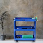 5-SOGA 2X 3 Tier Tool Storage Cart Portable Service Utility Heavy Duty Mobile Trolley Blue