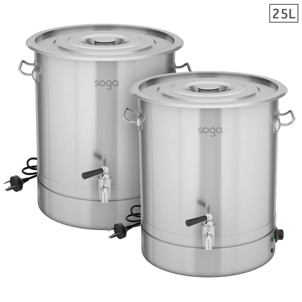 1-SOGA 2X 25L Stainless Steel URN Commercial Water Boiler  2200W