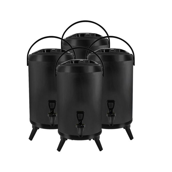 1-SOGA 4X 10L Stainless Steel Insulated Milk Tea Barrel Hot and Cold Beverage Dispenser Container with Faucet Black