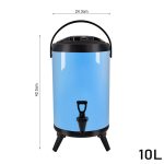 5-SOGA 10L Stainless Steel Insulated Milk Tea Barrel Hot and Cold Beverage Dispenser Container with Faucet Blue