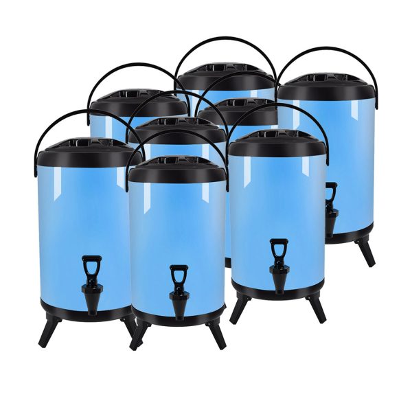 1-SOGA 8X 10L Stainless Steel Insulated Milk Tea Barrel Hot and Cold Beverage Dispenser Container with Faucet Blue