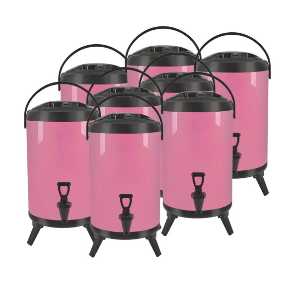 1-SOGA 8X 10L Stainless Steel Insulated Milk Tea Barrel Hot and Cold Beverage Dispenser Container with Faucet Pink