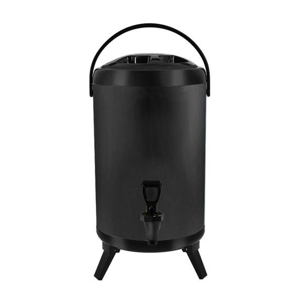 1-SOGA 12L Stainless Steel Insulated Milk Tea Barrel Hot and Cold Beverage Dispenser Container with Faucet Black