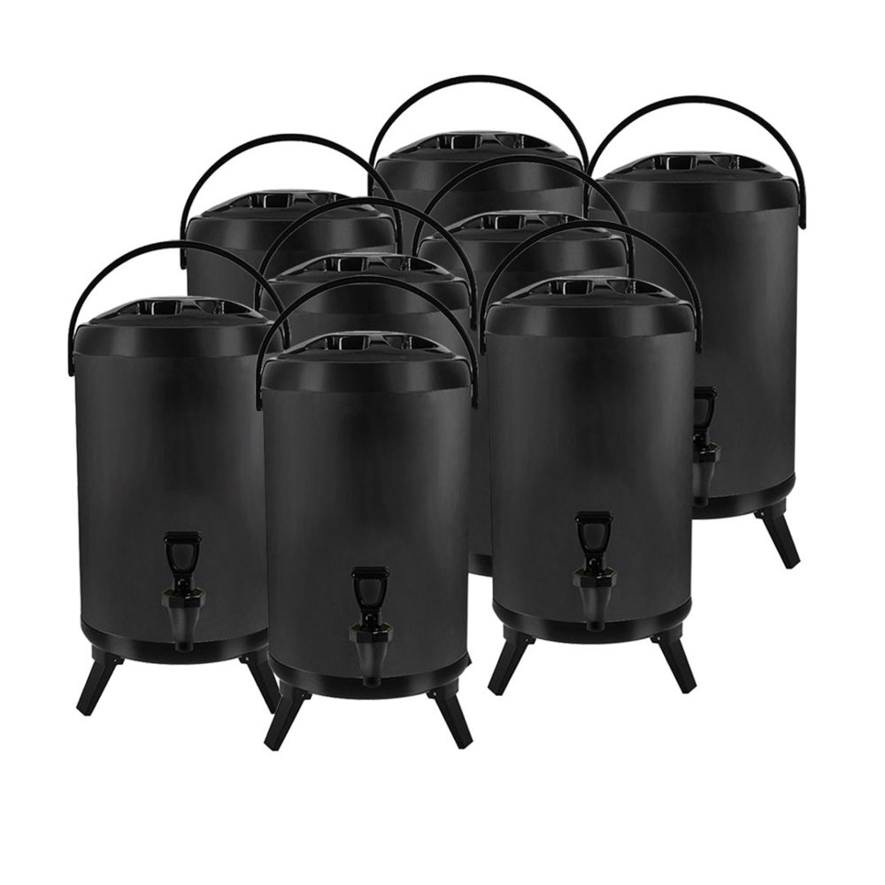 1-SOGA 8X 12L Stainless Steel Insulated Milk Tea Barrel Hot and Cold Beverage Dispenser Container with Faucet Black
