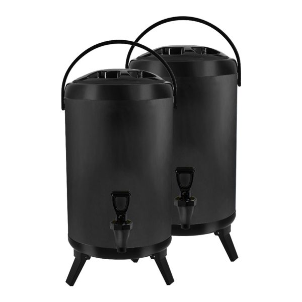 1-SOGA 2X 14L Stainless Steel Insulated Milk Tea Barrel Hot and Cold Beverage Dispenser Container with Faucet Black