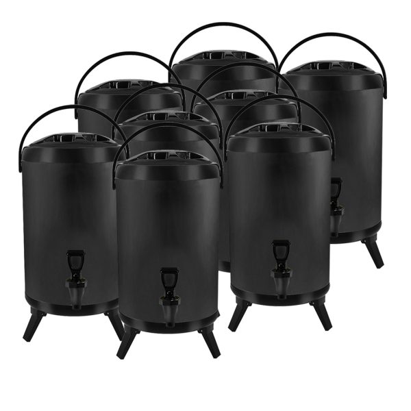 1-SOGA 8X 14L Stainless Steel Insulated Milk Tea Barrel Hot and Cold Beverage Dispenser Container with Faucet Black