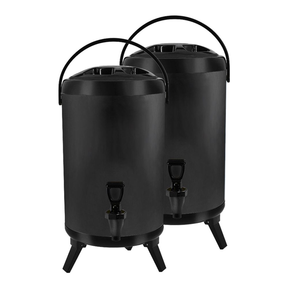 1-SOGA 2X 16L Stainless Steel Insulated Milk Tea Barrel Hot and Cold Beverage Dispenser Container with Faucet Black