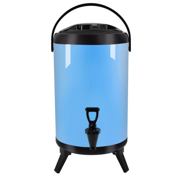 1-SOGA 16L Stainless Steel Insulated Milk Tea Barrel Hot and Cold Beverage Dispenser Container with Faucet Blue