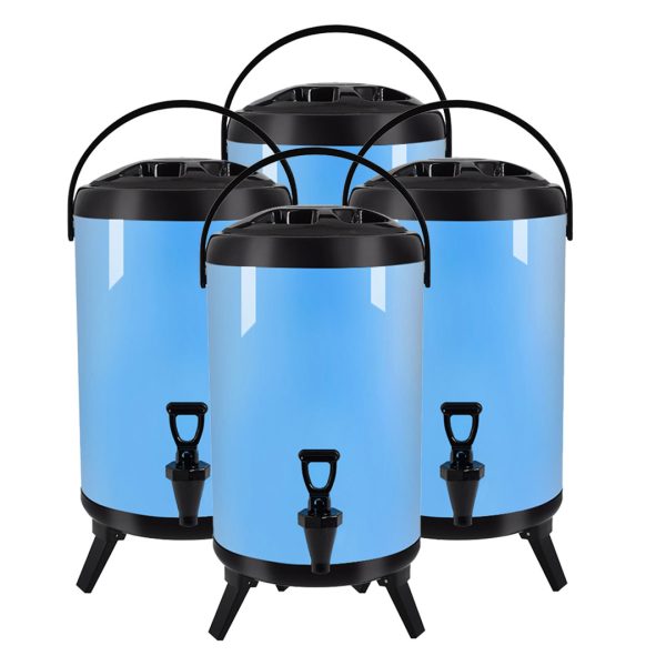 1-SOGA 4X 16L Stainless Steel Insulated Milk Tea Barrel Hot and Cold Beverage Dispenser Container with Faucet Blue