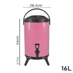 2-SOGA 16L Stainless Steel Insulated Milk Tea Barrel Hot and Cold Beverage Dispenser Container with Faucet Pink