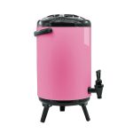 4-SOGA 16L Stainless Steel Insulated Milk Tea Barrel Hot and Cold Beverage Dispenser Container with Faucet Pink