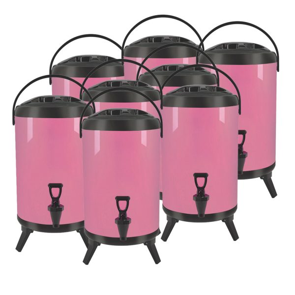 1-SOGA 8X 16L Stainless Steel Insulated Milk Tea Barrel Hot and Cold Beverage Dispenser Container with Faucet Pink