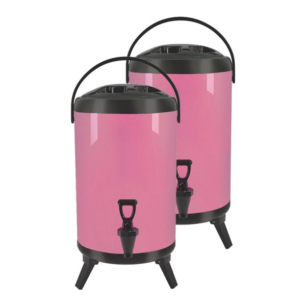 1-SOGA 2X 18L Stainless Steel Insulated Milk Tea Barrel Hot and Cold Beverage Dispenser Container with Faucet Pink