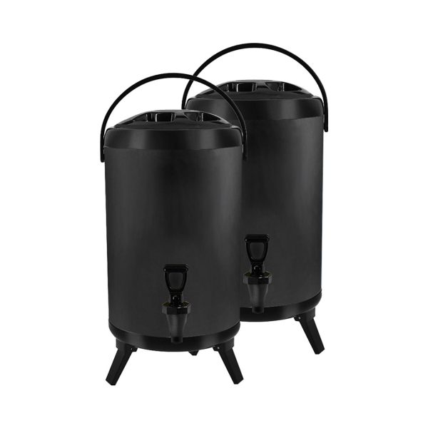 1-SOGA 2X 8L Stainless Steel Insulated Milk Tea Barrel Hot and Cold Beverage Dispenser Container with Faucet Black