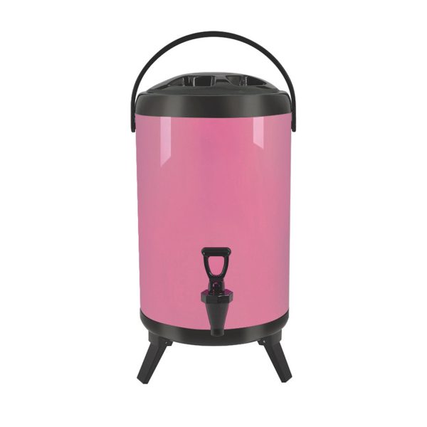 1-SOGA 8L Stainless Steel Insulated Milk Tea Barrel Hot and Cold Beverage Dispenser Container with Faucet Pink