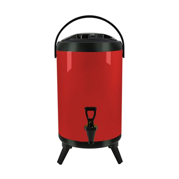 1-SOGA 8L Stainless Steel Insulated Milk Tea Barrel Hot and Cold Beverage Dispenser Container with Faucet Red