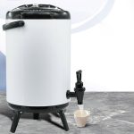 2-SOGA 8X 8L Stainless Steel Insulated Milk Tea Barrel Hot and Cold Beverage Dispenser Container with Faucet White