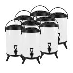 1-SOGA 8X 8L Stainless Steel Insulated Milk Tea Barrel Hot and Cold Beverage Dispenser Container with Faucet White