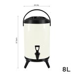 5-SOGA 8X 8L Stainless Steel Insulated Milk Tea Barrel Hot and Cold Beverage Dispenser Container with Faucet White