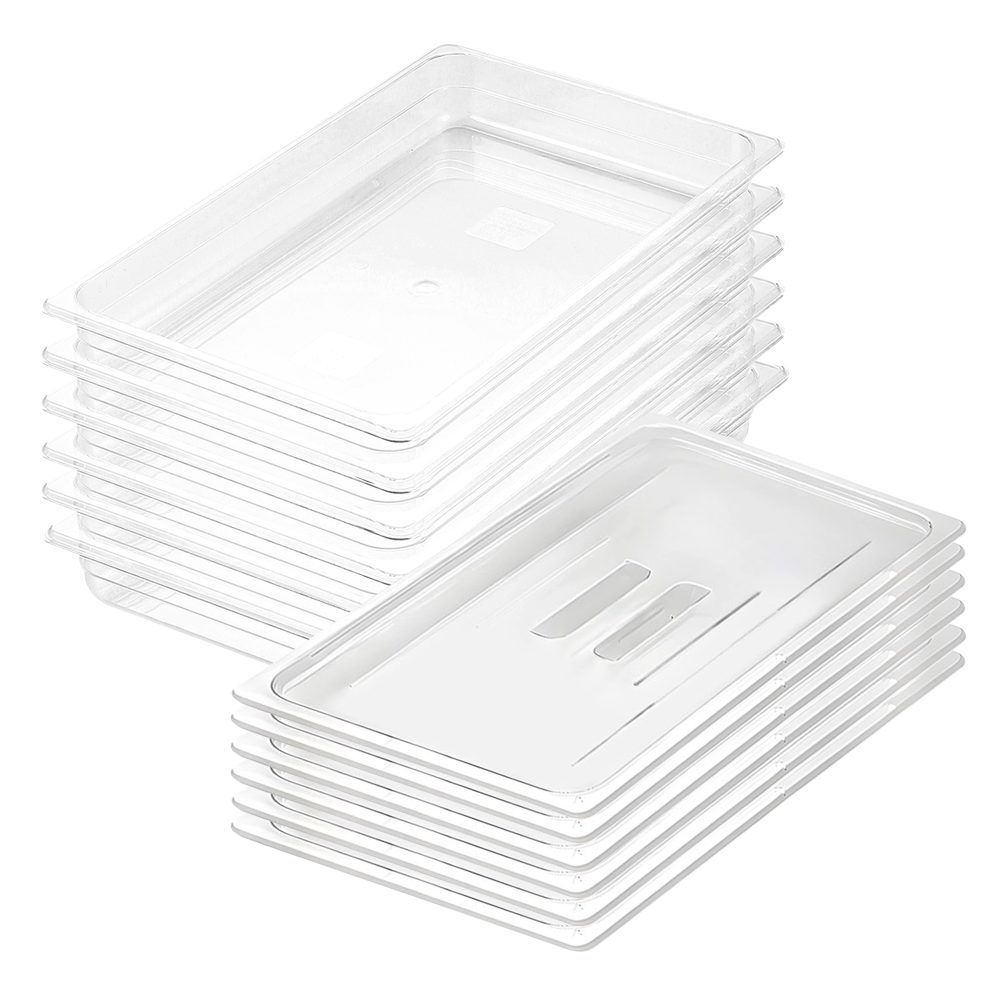 1-SOGA 65mm Clear Gastronorm GN Pan 1/1 Food Tray Storage Bundle of 6 with Lid