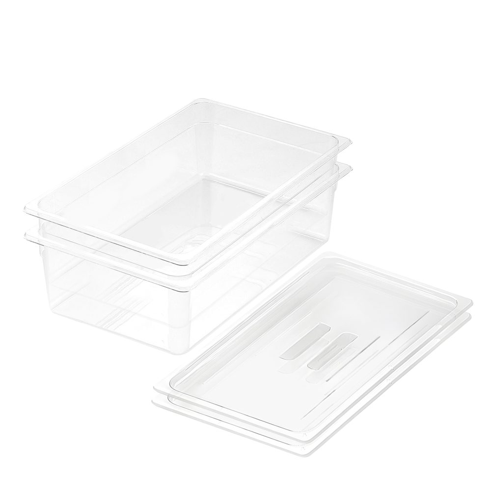 1-SOGA 150mm Clear Gastronorm GN Pan 1/1 Food Tray Storage Bundle of 2 with Lid