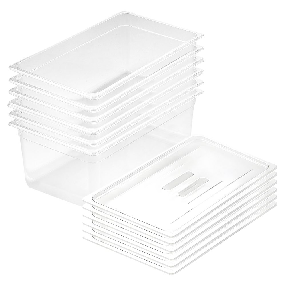 1-SOGA 200mm Clear Gastronorm GN Pan 1/1 Food Tray Storage Bundle of 6 with Lid