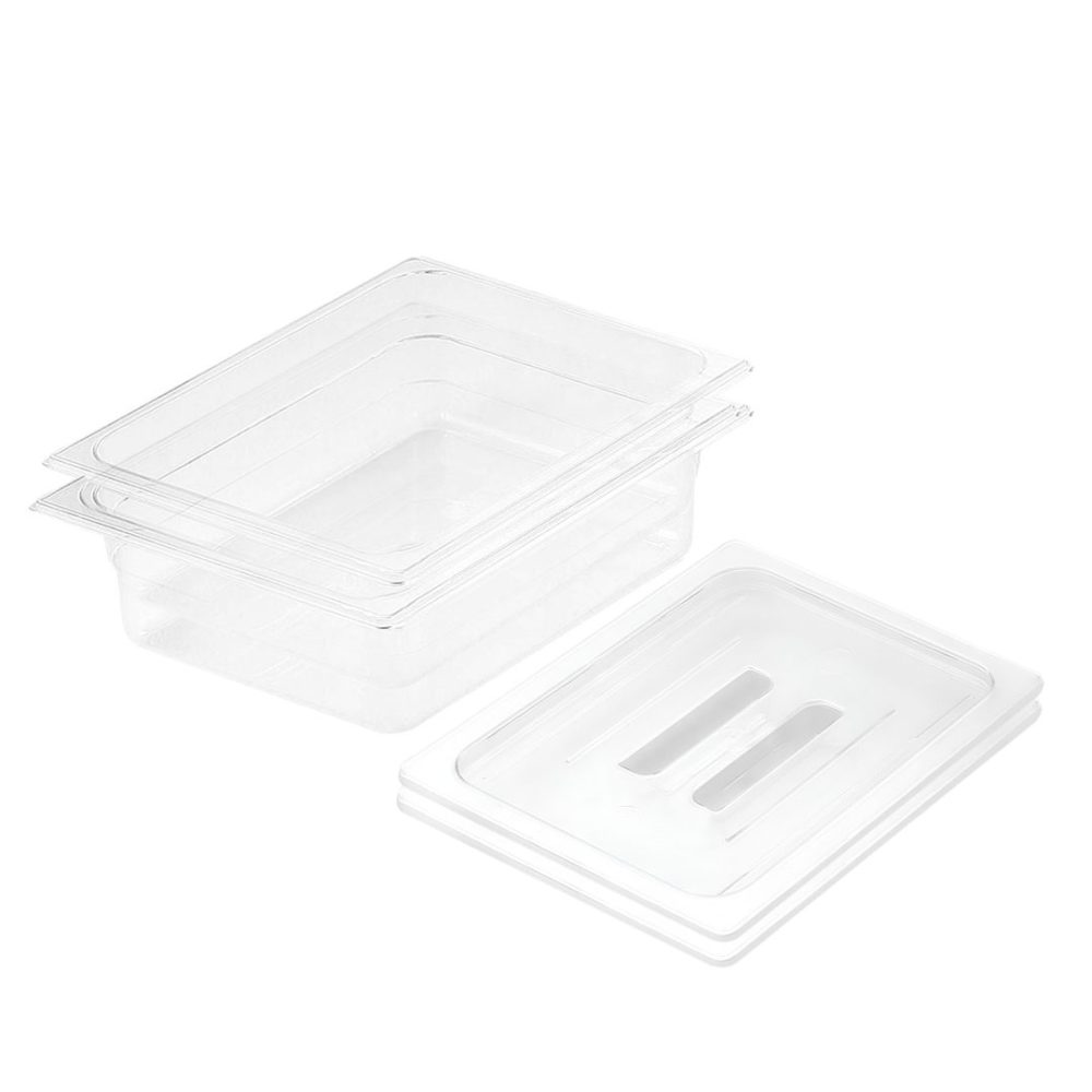 1-SOGA 100mm Clear Gastronorm GN Pan 1/2 Food Tray Storage Bundle of 2 with Lid 1-SOGA 100mm Clear Gastronorm GN Pan 1/2 Food Tray Storage Bundle of 2 with Lid