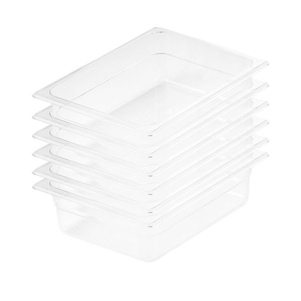 1-SOGA 150mm Clear Gastronorm GN Pan 1/2 Food Tray Storage Bundle of 6