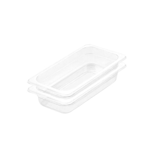 1-SOGA 65mm Clear Gastronorm GN Pan 1/3 Food Tray Storage Bundle of 2
