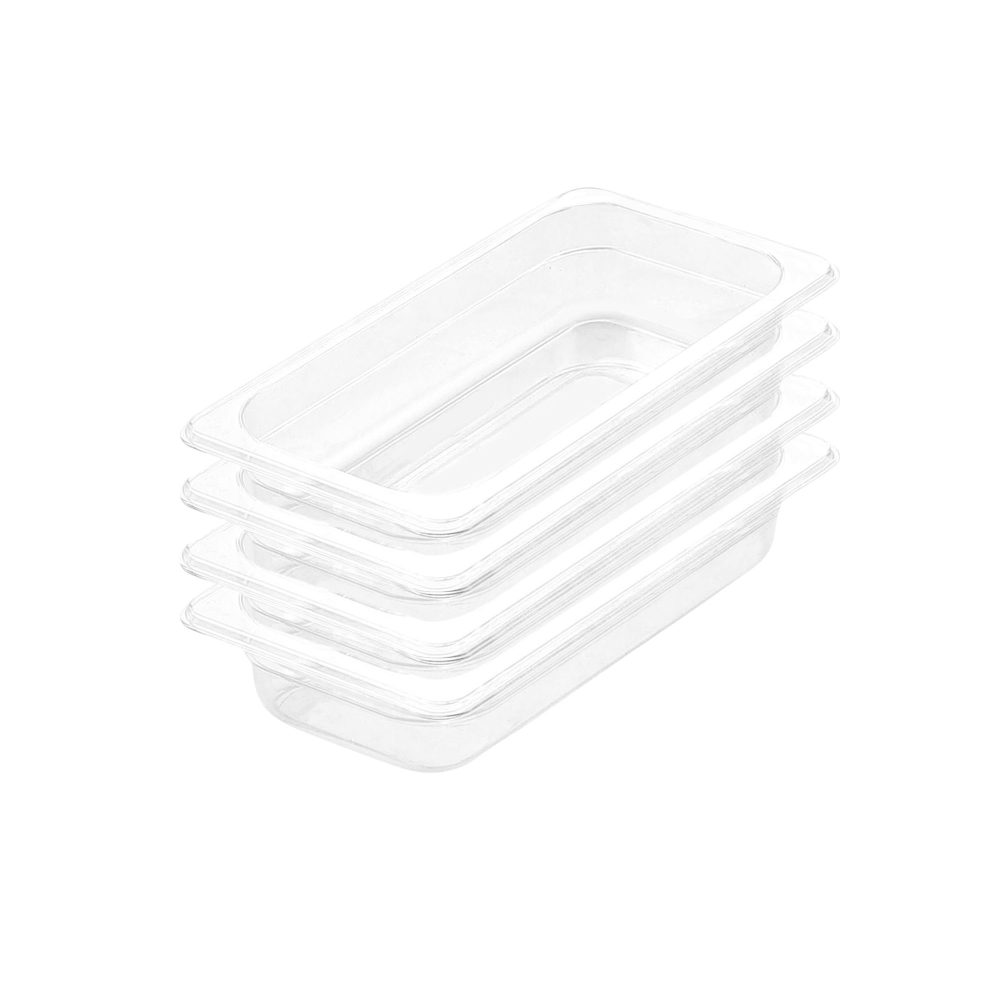 1-SOGA 65mm Clear Gastronorm GN Pan 1/3 Food Tray Storage Bundle of 4