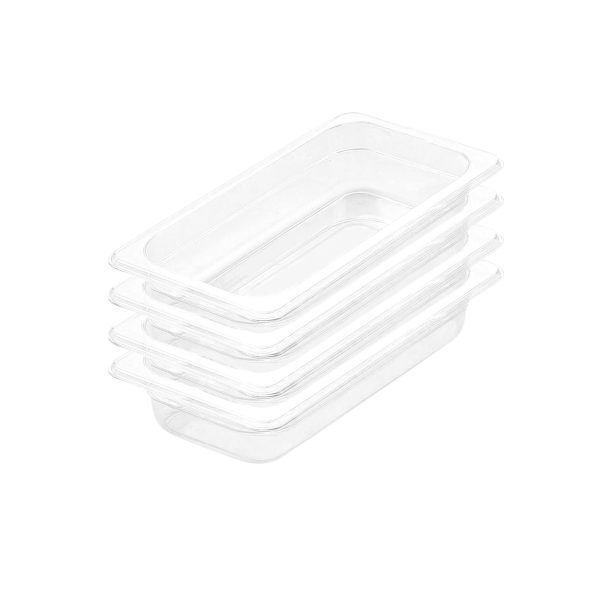 1-SOGA 65mm Clear Gastronorm GN Pan 1/3 Food Tray Storage Bundle of 4