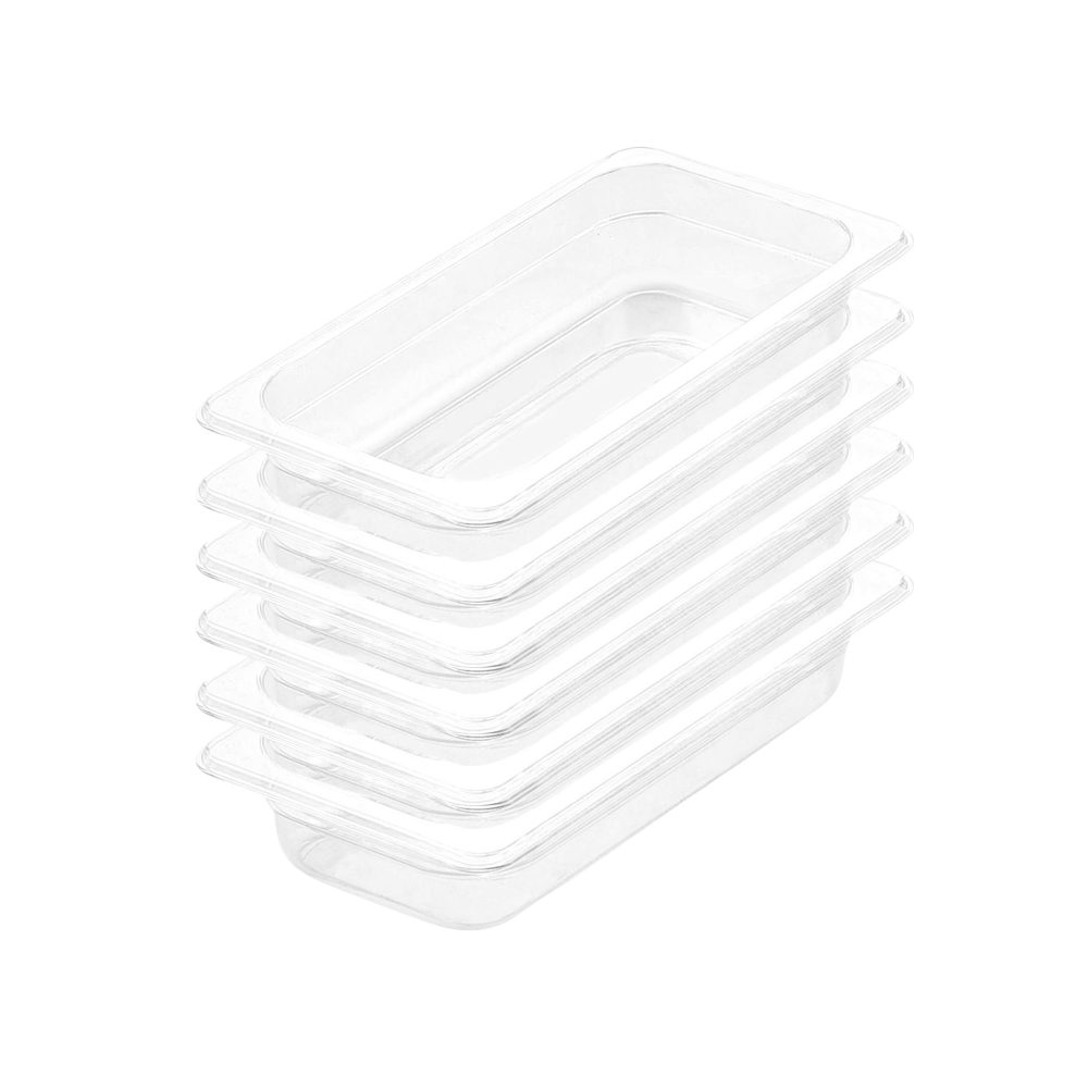 1-SOGA 65mm Clear Gastronorm GN Pan 1/3 Food Tray Storage Bundle of 6