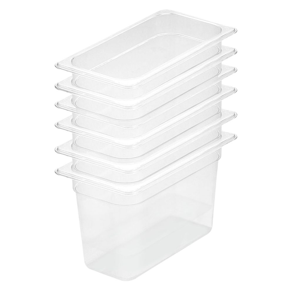 1-SOGA 200mm Clear Gastronorm GN Pan 1/3 Food Tray Storage Bundle of 6