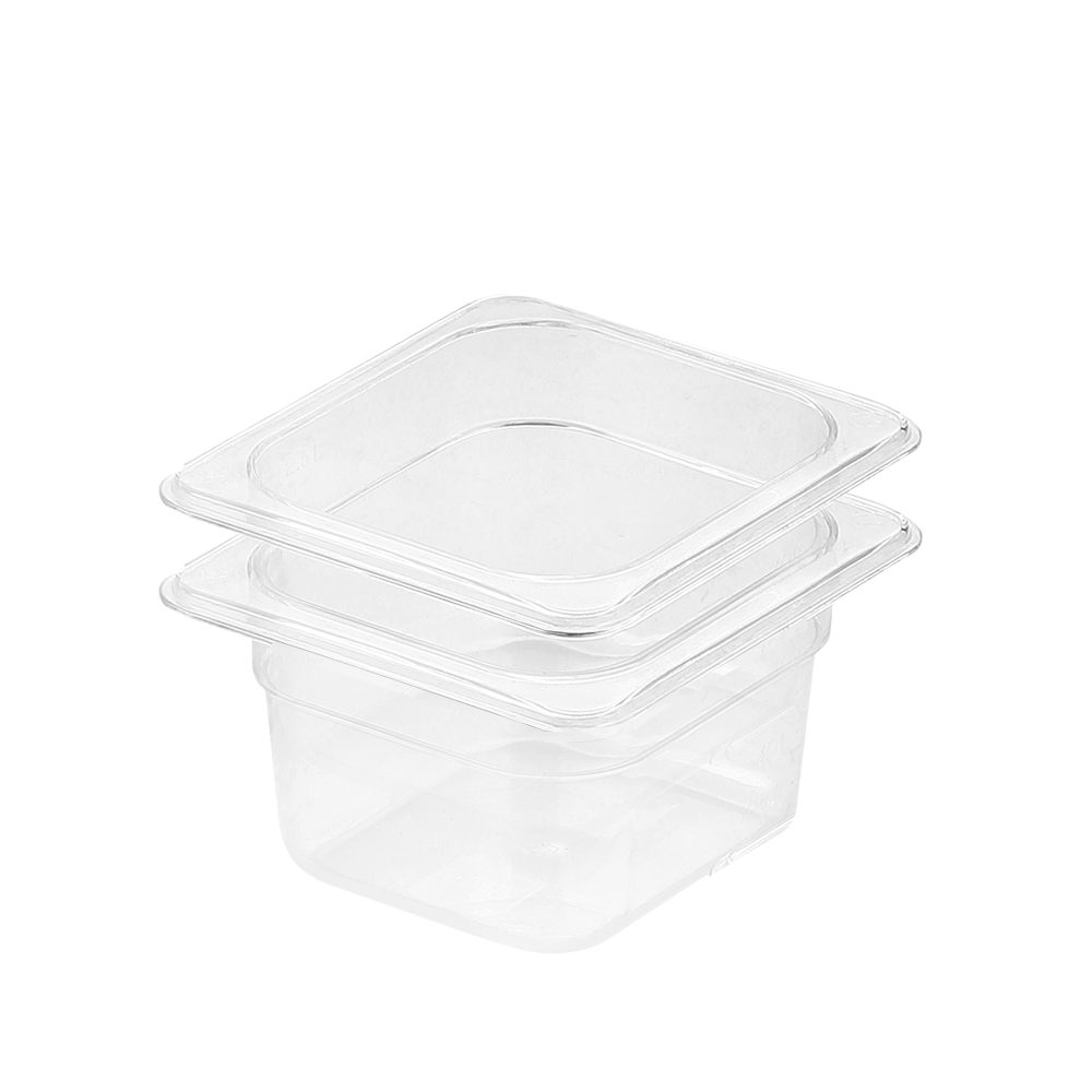 1-SOGA 100mm Clear Gastronorm GN Pan 1/6 Food Tray Storage Bundle of 2