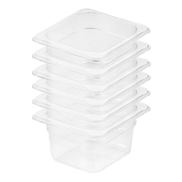 1-SOGA 100mm Clear Gastronorm GN Pan 1/6 Food Tray Storage Bundle of 6