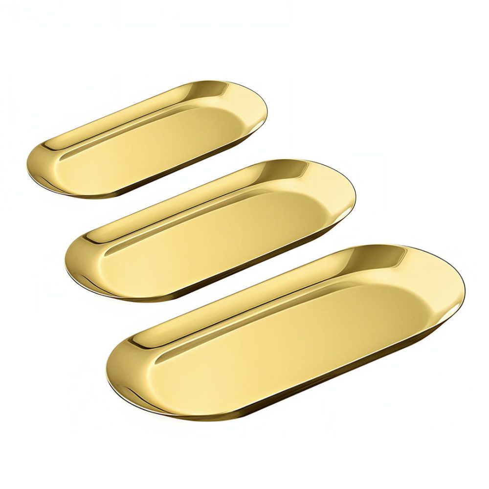 1-SOGA Gold Nordic Oval Plate Set Small