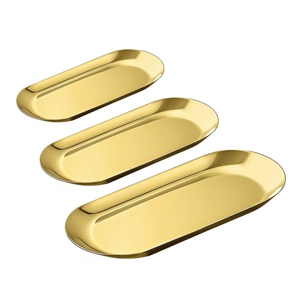 1-SOGA Gold Nordic Oval Plate Set Small