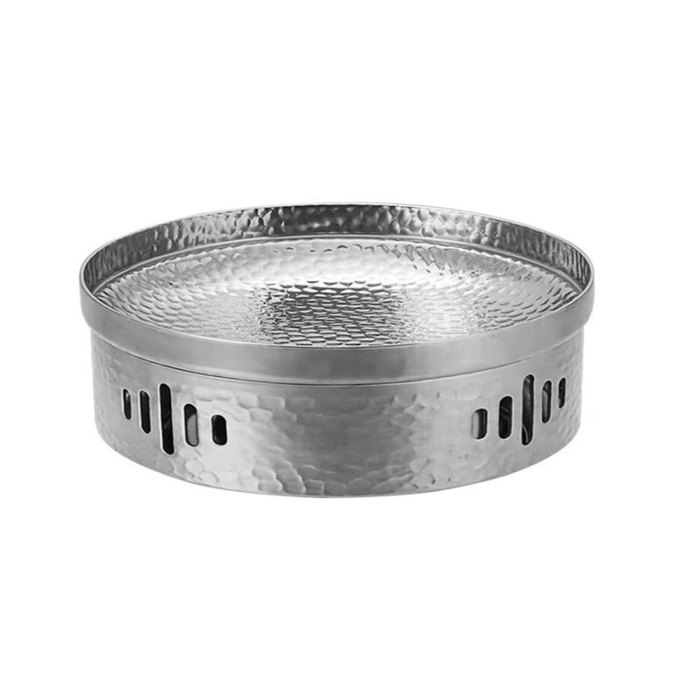 1-SOGA 26cm Dry Pot with Hammered Texture Natural Silver Color