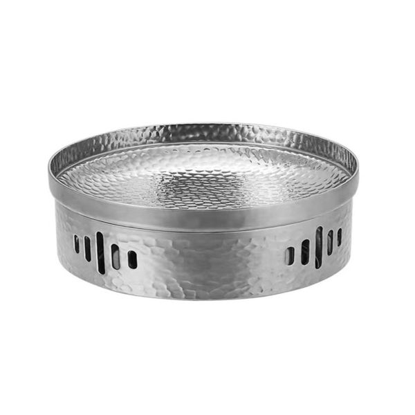 1-SOGA 26cm Dry Pot with Hammered Texture Natural Silver Color