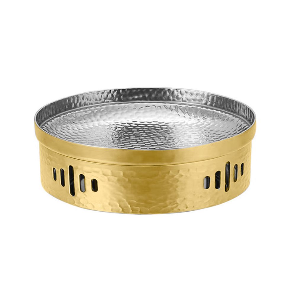 1-SOGA 26cm Dry Pot with Hammered Texture Natural Gold Color Kitchen essential