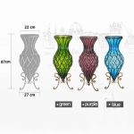 2-SOGA 67cm Blue Glass Tall Floor Vase and 12pcs Pink Artificial Fake Flower Set