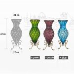 2-SOGA 67cm Green Glass Tall Floor Vase and 12pcs Dark Pink Artificial Fake Flower Set