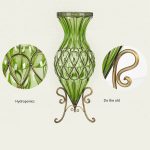 4-SOGA 67cm Green Glass Tall Floor Vase and 12pcs Dark Pink Artificial Fake Flower Set