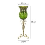 2-SOGA 85cm Green Glass Tall Floor Vase and 12pcs Blue Artificial Fake Flower Set