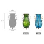 2-SOGA 51cm Green Glass Tall Floor Vase with 12pcs Artificial Fake Flower Set