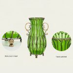4-SOGA 51cm Green Glass Tall Floor Vase with 12pcs Artificial Fake Flower Set
