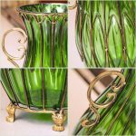 5-SOGA 51cm Green Glass Tall Floor Vase with 12pcs Artificial Fake Flower Set